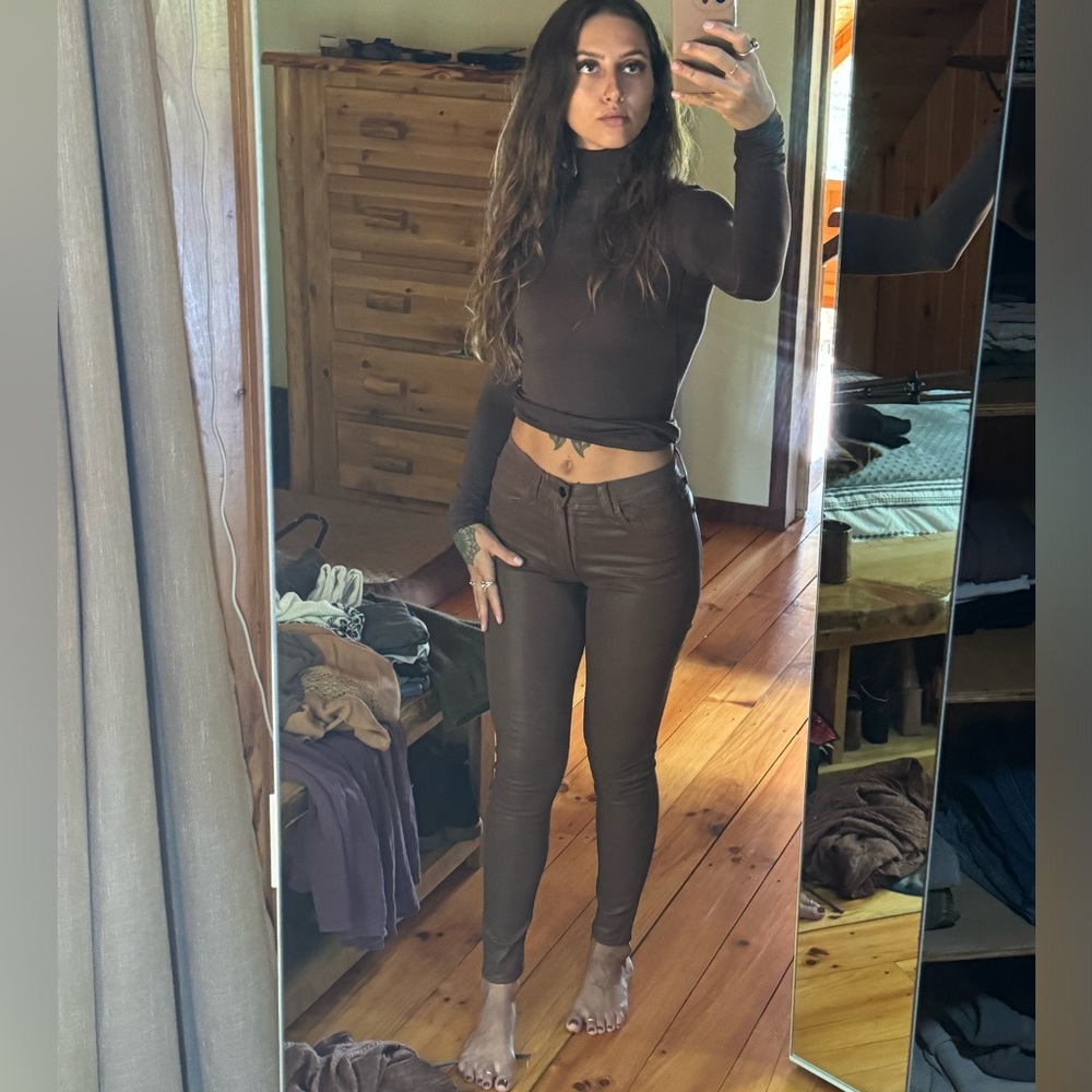 Brown leather pants